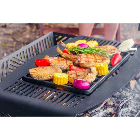 Решетка-гриль для чаши Листья 620х620 мм с чугунной вставкой стейк