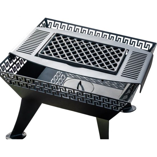 Решетка-гриль для чаши Листья 620х620 мм с чугунной вставкой стейк