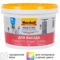 Краска фасадная Marshall Maestro матовая прозрачная база BC 9 л