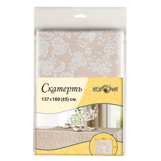 Скатерть Кружево 1017-1 квадратная 137x160 см цвет бежевый