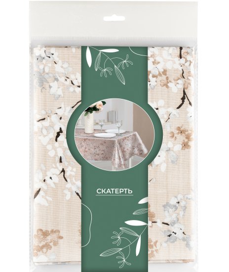 Скатерть Сакура 392-2 квадратная 137x160 см цвет бежевый