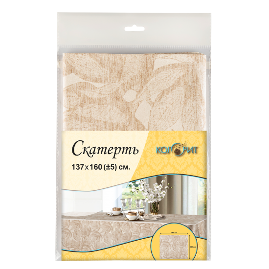 Скатерть Магнолия 1011-1 квадратная 137x160 см цвет бежевый