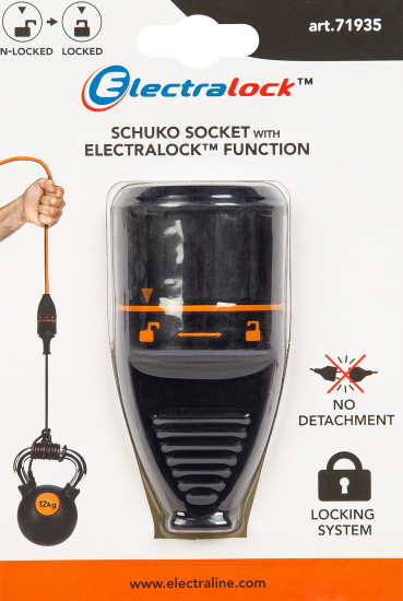 Розетка с заземлением Electraline Electralock 250 В, цвет черный