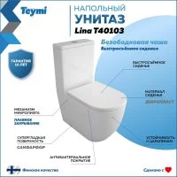 Безободковый напольный унитаз Teymi Lina T40103