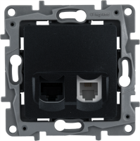Розетка двойная RJ11+RJ45 категория 5e UTP - Legrand Etika - антрацит