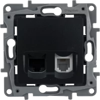 Розетка двойная RJ11+RJ45 категория 5e UTP - Legrand Etika - антрацит