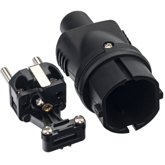 Вилка штепсельная Düwi с заземлением IP44 черная