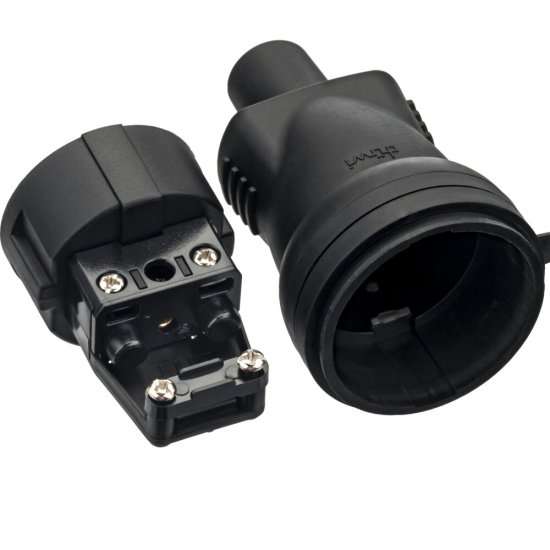 Розетка штепсельная Düwi одинарная с заземлением IP44 черная