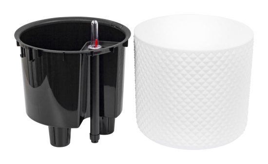 Кашпо для цветов Фасет ø22 h20 см v6.2 л с автополивом полипропилен белый