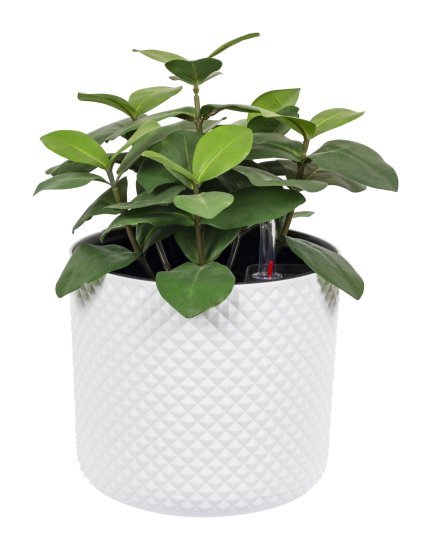 Кашпо для цветов Фасет ø22 h20 см v6.2 л с автополивом полипропилен белый