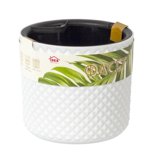 Кашпо для цветов Фасет ø18 h16.5 см v3.5 л с автополивом полипропилен белый