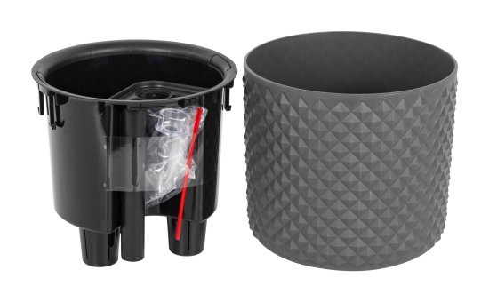 Кашпо для цветов Фасет ø15 h13.8 см v2 л с автополивом полипропилен графитовый