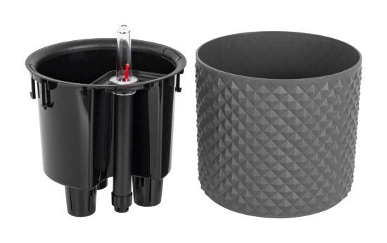 Кашпо для цветов Фасет ø15 h13.8 см v2 л с автополивом полипропилен графитовый