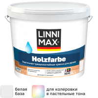 Краска фасадная Linnimax Holzfarbe моющаяся матовая цвет белый база 1 9 л