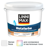 Краска фасадная Linnimax Holzfarbe моющаяся матовая цвет белый база 1 9 л