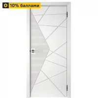 Дверь межкомнатная глухая Соло 3 90x200 см эмаль белый с замком и петлями