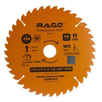 Диск пильный по дереву Rage by Vira Universal 216х30х1,8 мм 40 зубьев (594235)