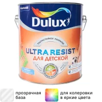 Краска для стен Dulux Ultra Resist для детской моющаяся матовая прозрачная база BC 2.25 л