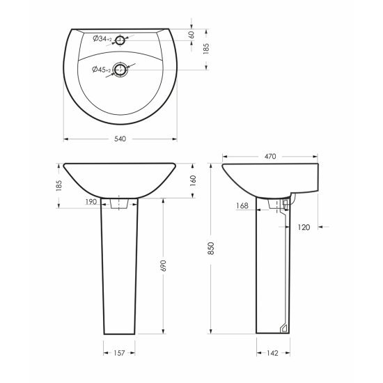 Раковина Sanita Аттика 55 см подвесная белая (ATC55SAWB01)