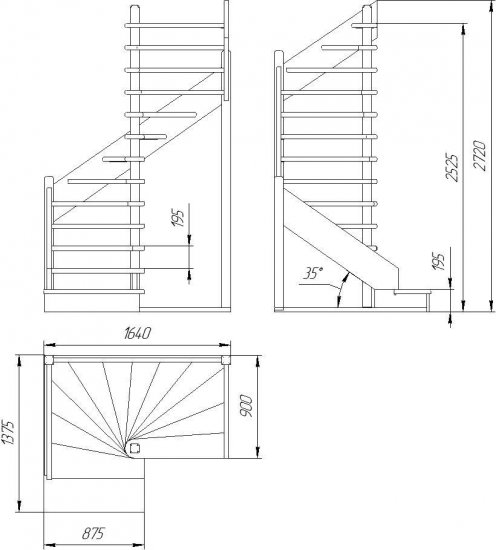 Лестница поворотная 180° ЛЕС-01 универсальная