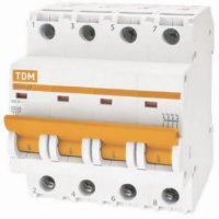 Автомат TDM ВА47-29 4Р, 10 А, 4,5 кА, D