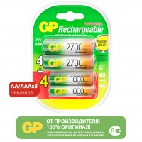 Аккумулятор GP 270AA/100AAAHCFR(2CR8) Ni-Mh HR03 AAA 2700 мАч 1.2В 8 шт.