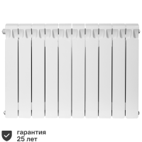 Радиатор секционный Rifar Monolit 500/100 биметалл 10 секций нижнее левое подключение цвет белый