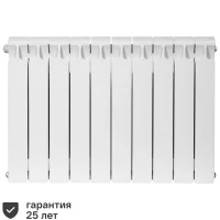 Радиатор секционный Rifar Monolit 500/100 биметалл 10 секций нижнее левое подключение цвет белый
