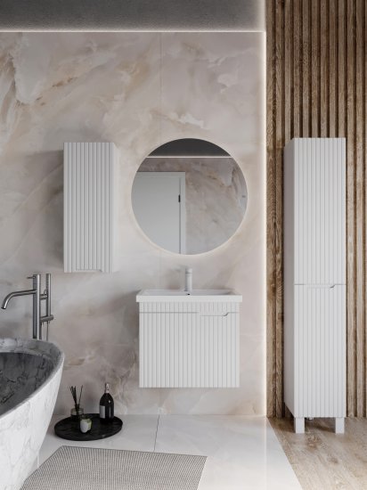 Тумба под раковину Фостер 80 подвесная МДФ матовый 1 ящик цвет белый