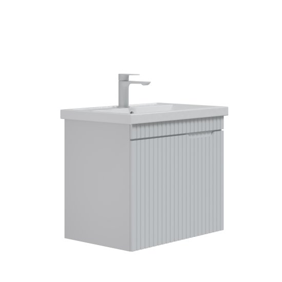 Тумба под раковину Фостер 80 подвесная МДФ матовый 1 ящик цвет белый