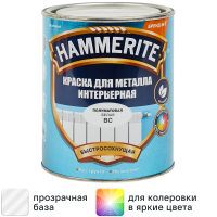 Грунт-эмаль 3 в 1 Hammerite полуматовая прозрачная база BC 0.9 л