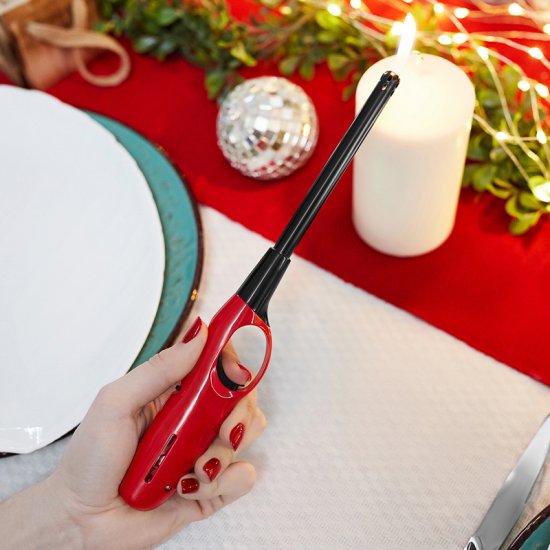 Пьезозажигалка бытовая многоразовая цвет красный