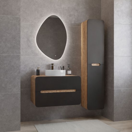 Пенал для ванной Окинава 35x170 см в разборе цвет графит