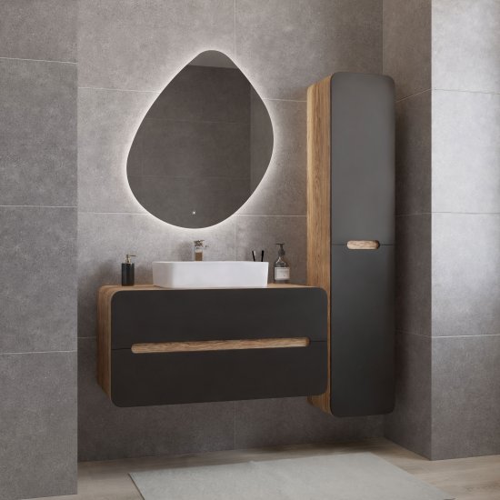 Пенал для ванной Окинава 35x170 см в разборе цвет графит