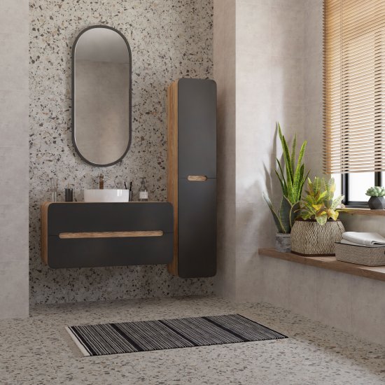 Пенал для ванной Окинава 35x170 см в разборе цвет графит