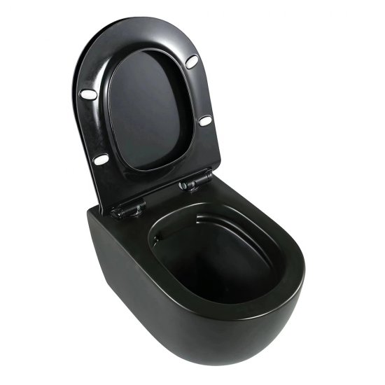 Унитаз подвесной Lavelly Classic Black безободковый черный с сиденьем дюропласт микролифт (1020758)