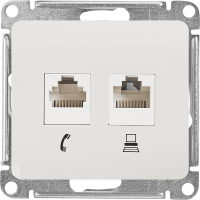 Розетка двойная встраиваемая Systeme Electric Glossa RJ11/RJ45 UTP cat 5e цвет молочный