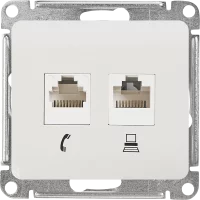 Розетка двойная встраиваемая Systeme Electric Glossa RJ11/RJ45 UTP cat 5e цвет молочный