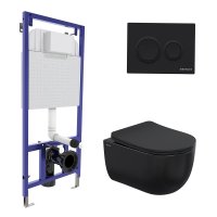 Комплект инсталляции Berges Compa с унитазом Black с кнопкой черной и сиденьем дюропласт микролифт быстросъем (043333)