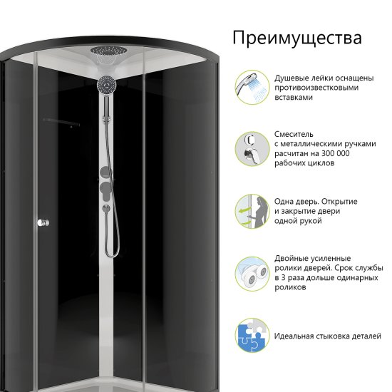 Душевая кабина Domani-Spa Simple низкий поддон 90x90 см цвет черный