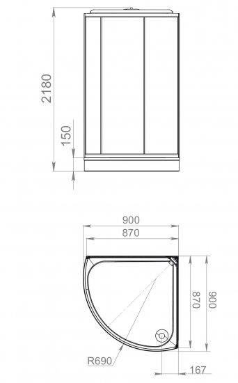 Душевая кабина Domani-Spa Simple низкий поддон 90x90 см цвет черный