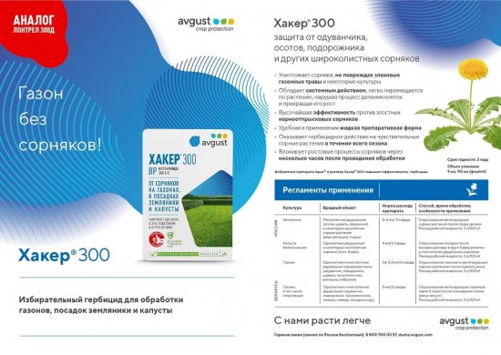 Средство от сорняков Avgust Хакер 300 жидкость 90 мл