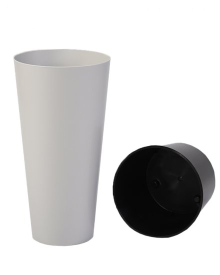 Кашпо для цветов Аттика ø30 h58 см v28 л пластик светло-серый