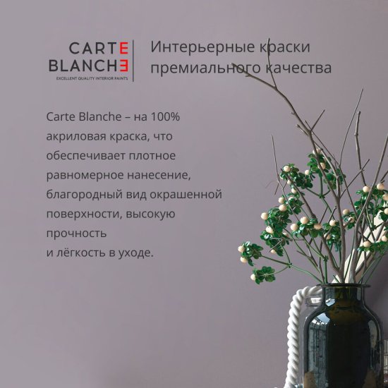 Краска для потолка Carte Blanche Flat White база А белая 0,9 л