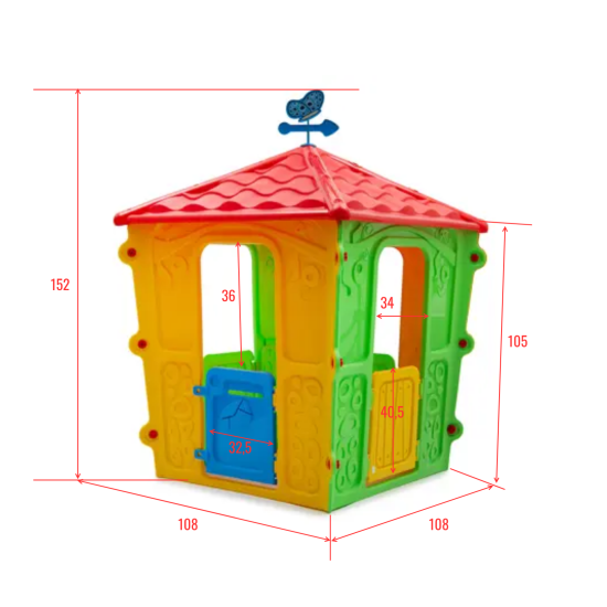 Домик игровой полипропилен 108x108x152 см цвет разноцветный