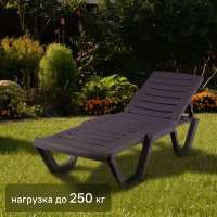 Шезлонг Атлант 184x62x33 см пластик цвет графит
