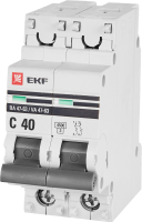Автоматический выключатель EKF ВА47-63 2P C40 A 4.5 кА