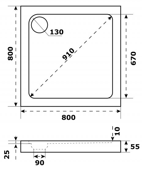 Душевой поддон Slim акрил 80x80 см