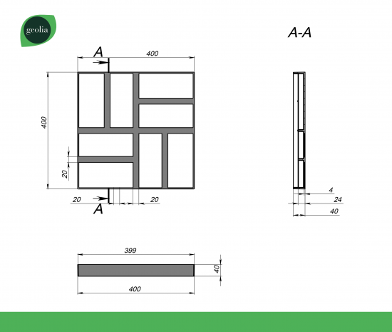 Форма для заливки дорожки GEOLIA 40x40x4 квадрат