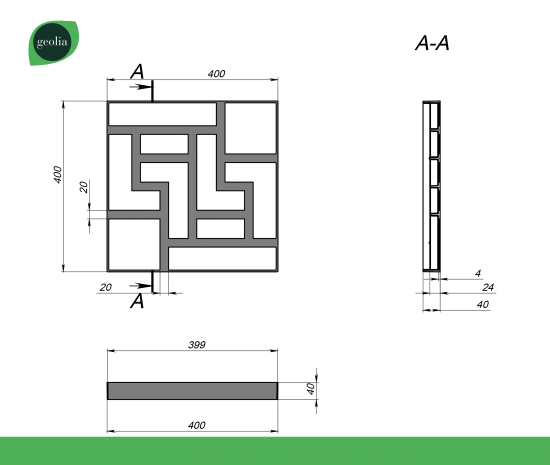 Форма для заливки дорожки GEOLIA 40x40x4 модерн